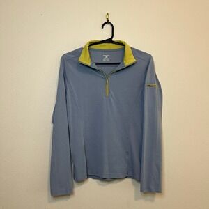 Horny‎ Toad Quarter Zip Pullover Athletic Top Lightweight Green Blue Small